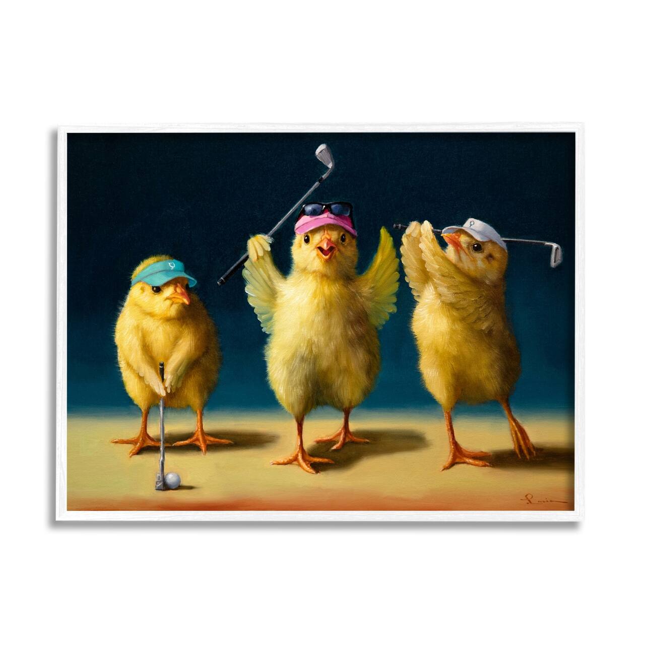 Stupell Industries Golfer Chicks Wearing Sports Visors Golf Clubs Framed Giclee Art